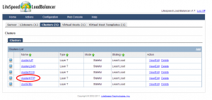 LiteSpeed Web Admin Console  Clusters